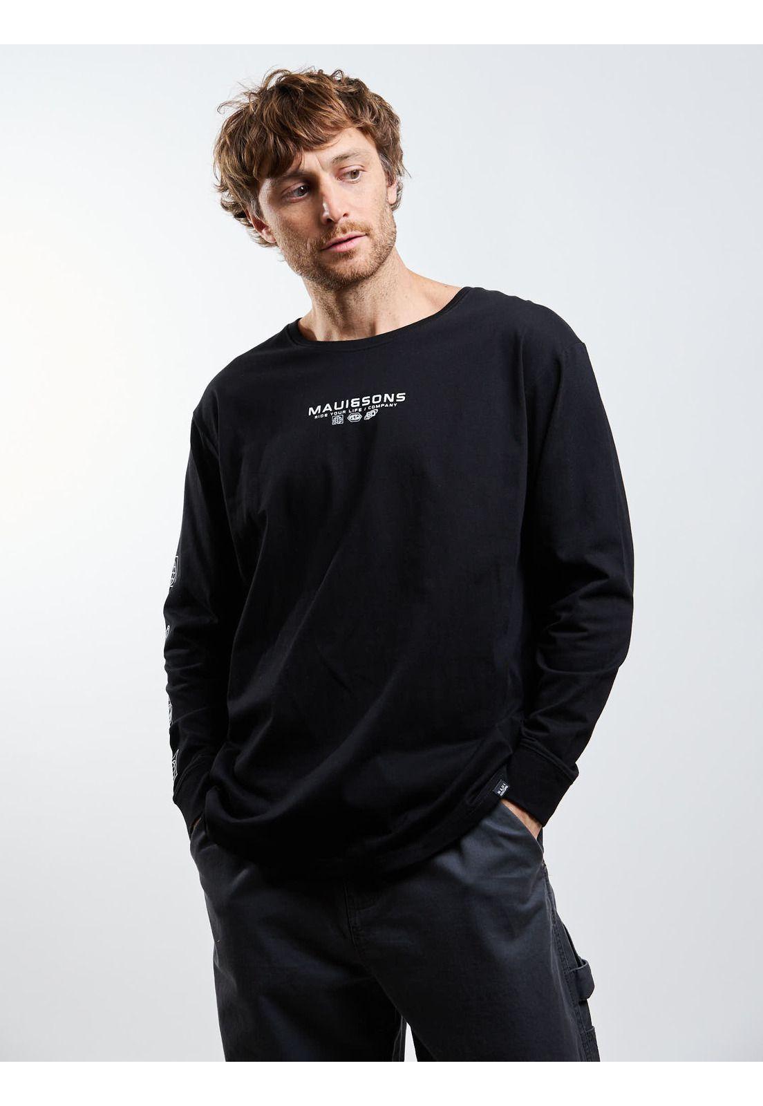 Polera ML Barding co Negro Hombre Maui And Sons-5