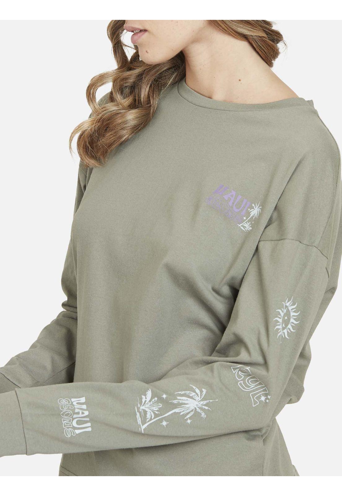 Polera Manga Larga FEEL THE VIBES Mujer Verde Maui & Sons-2