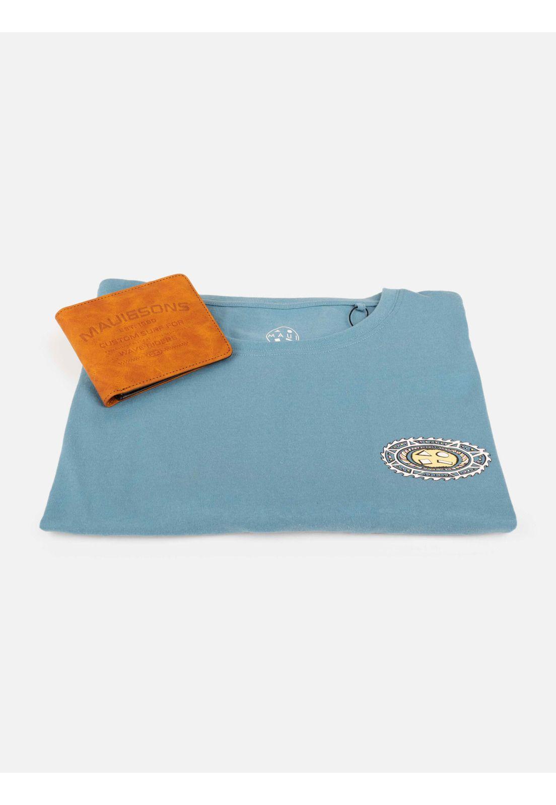 Pack Polera Billetera Seraphic Celeste Hombre Maui And Sons-3