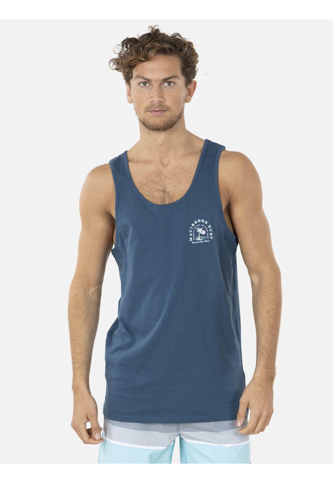 Polera SM PALM COOKIE Hombre Azul Maui and Sons-0