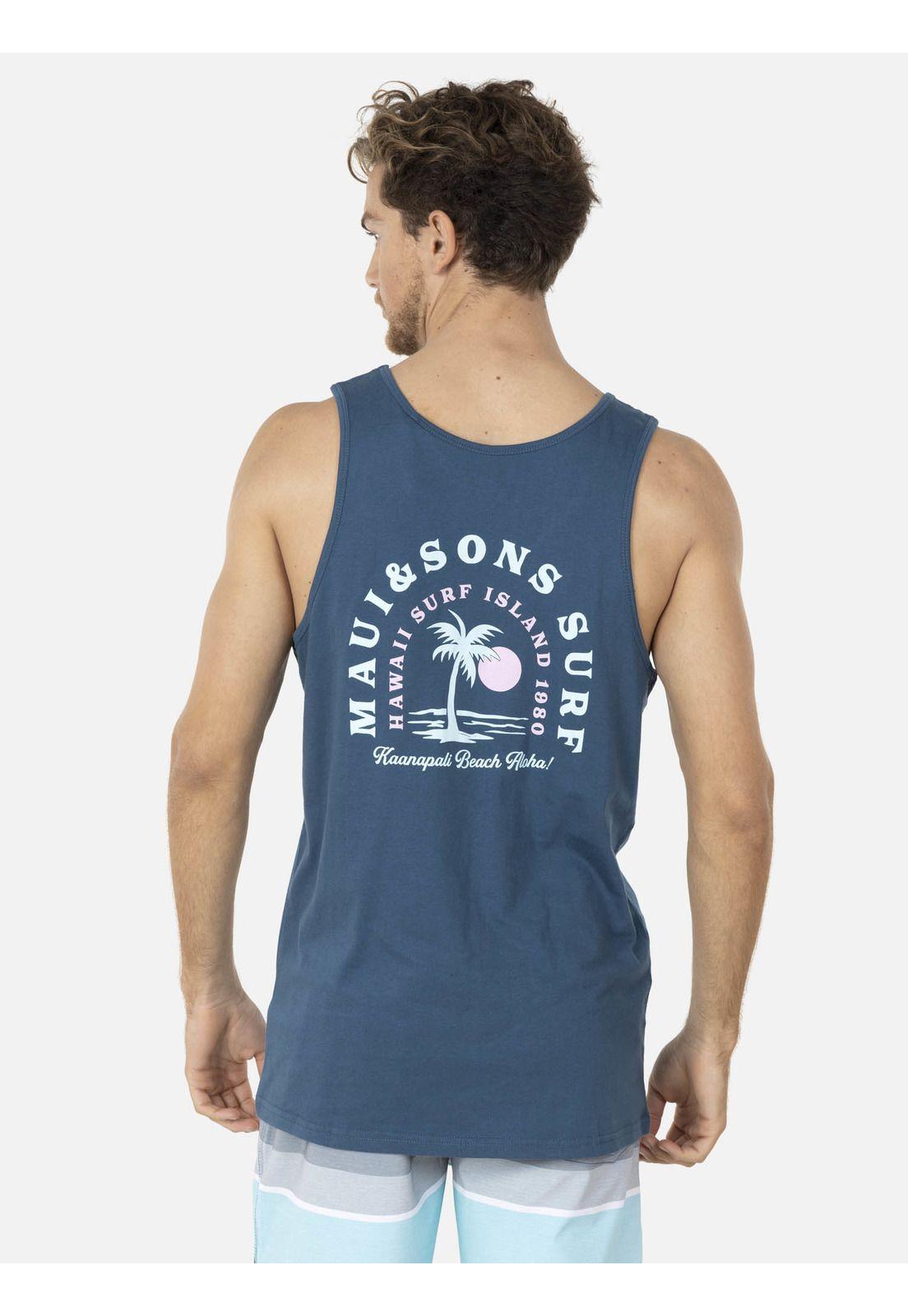 Polera SM PALM COOKIE Hombre Azul Maui and Sons-1