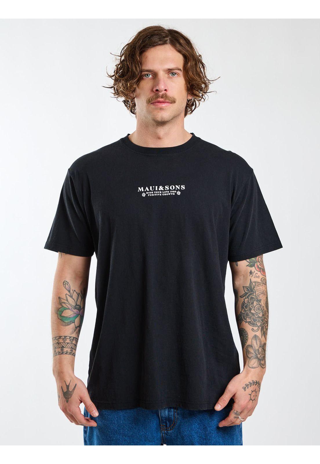Polera MC Retro Fade Negro Hombre Maui and Sons-0