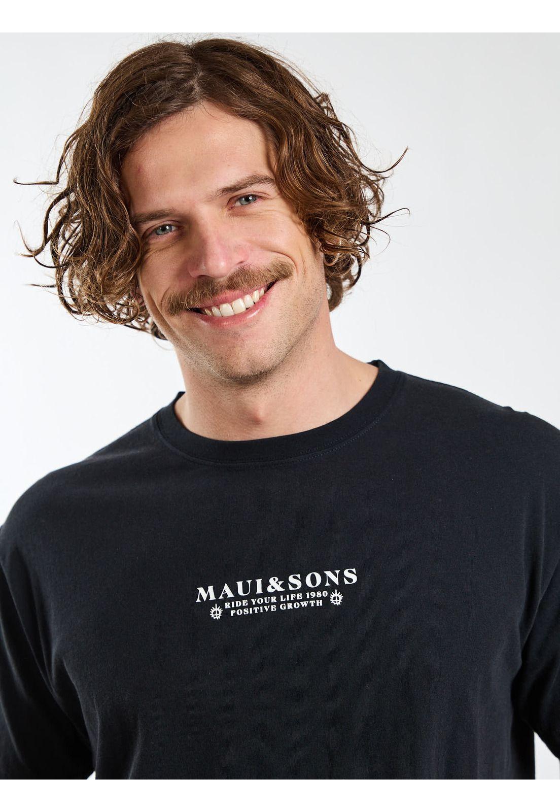 Polera MC Retro Fade Negro Hombre Maui and Sons-3