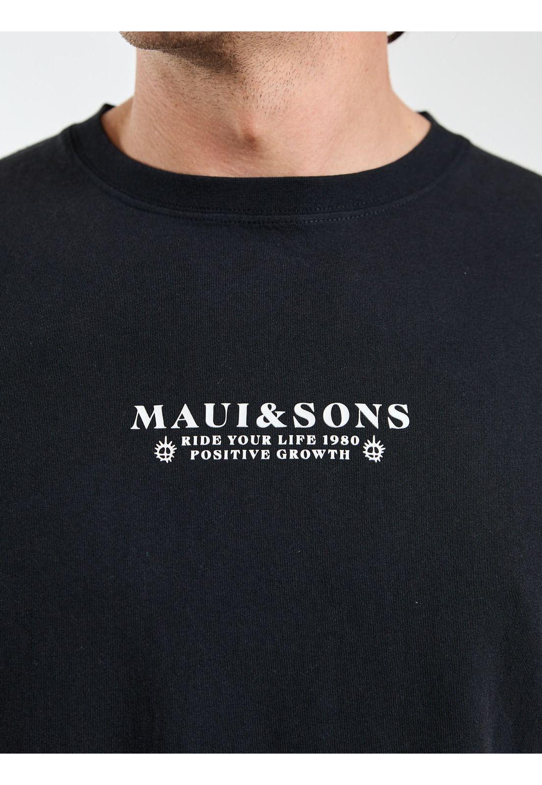 Polera MC Retro Fade Negro Hombre Maui and Sons-4