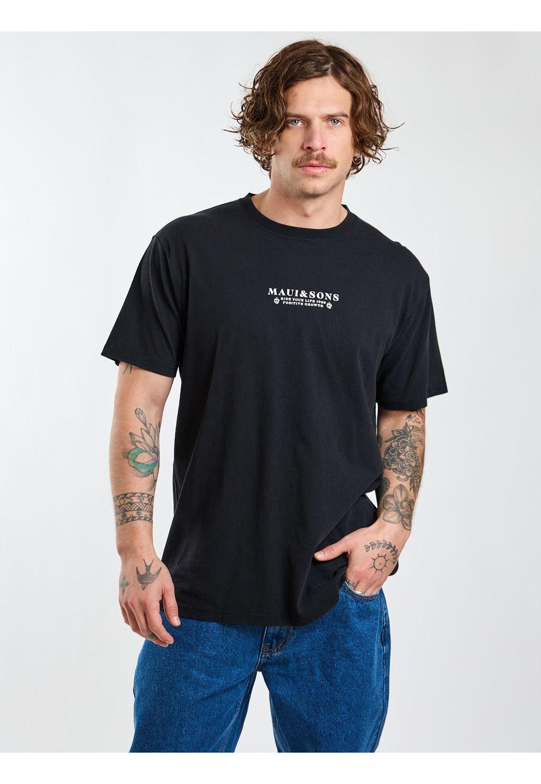 Polera MC Retro Fade Negro Hombre Maui and Sons-5