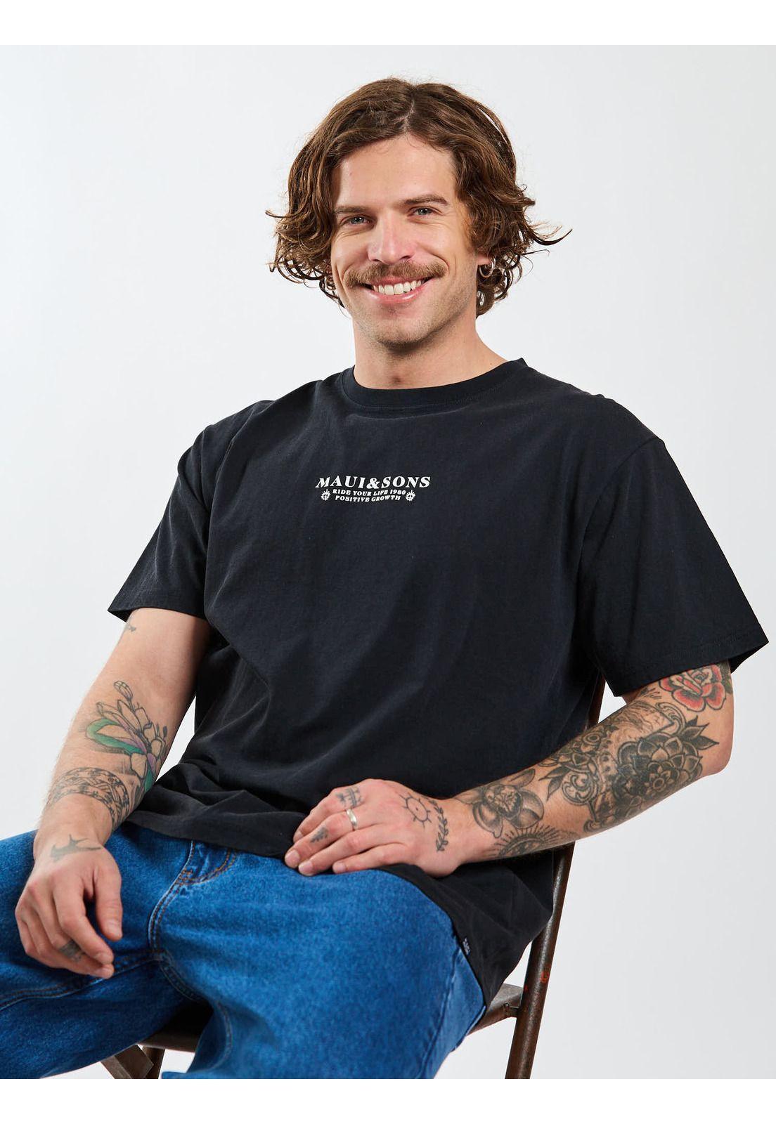 Polera MC Retro Fade Negro Hombre Maui and Sons-6