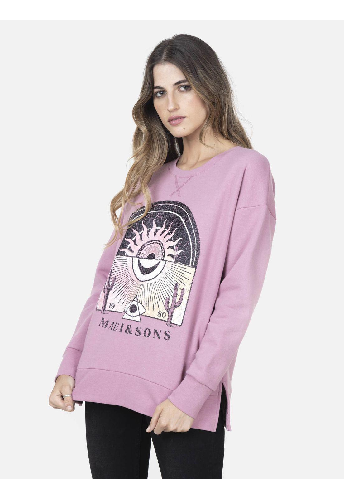 Cuello Redondo Mujer DESERT LIFE Rosado Maui and Sons-0