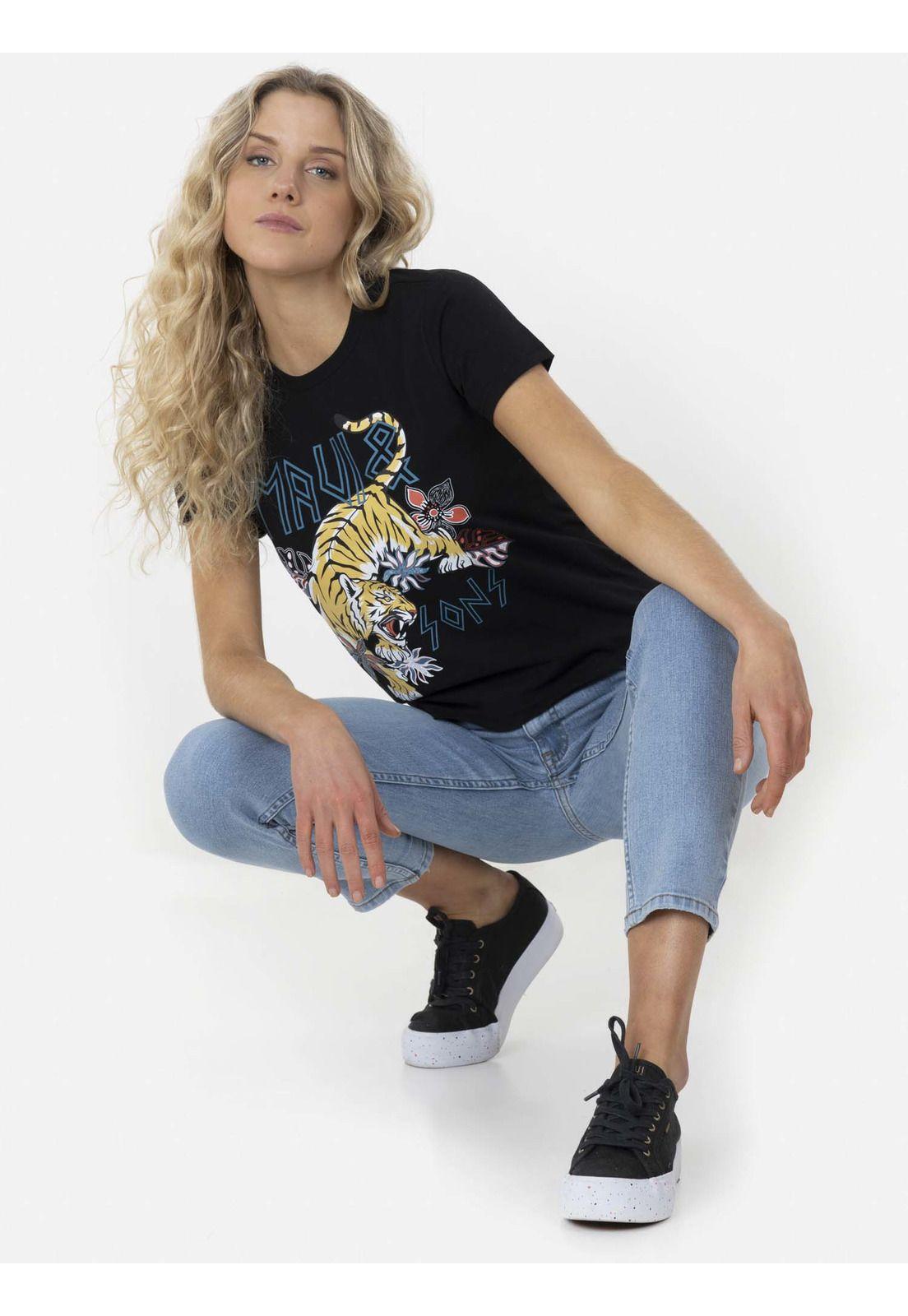 Polera TIGER ON FLOW Mujer Negro Maui and Sons-3