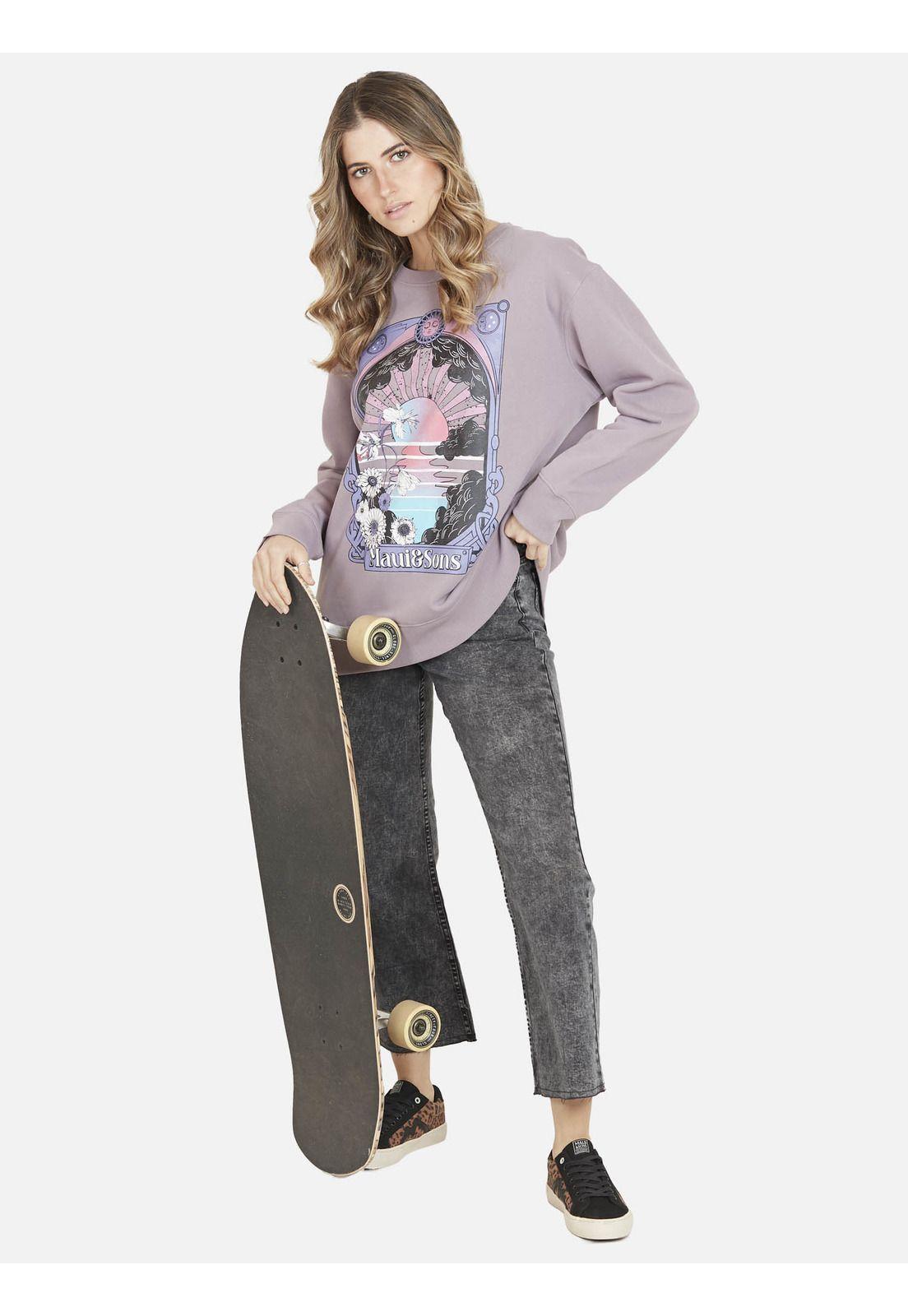 Poleron CREW MYSTIC SUNSET Mujer Morado Maui and Sons-3
