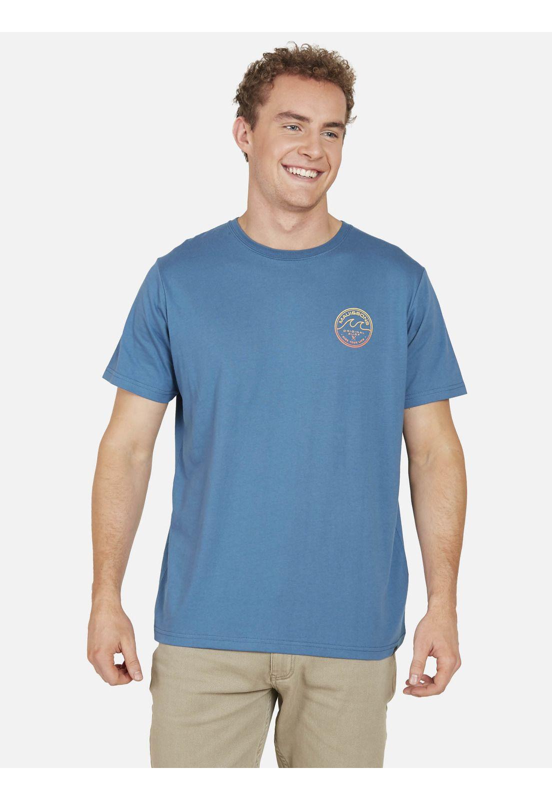 Polera SURFER WAVES Hombre Azul Maui and Sons-0