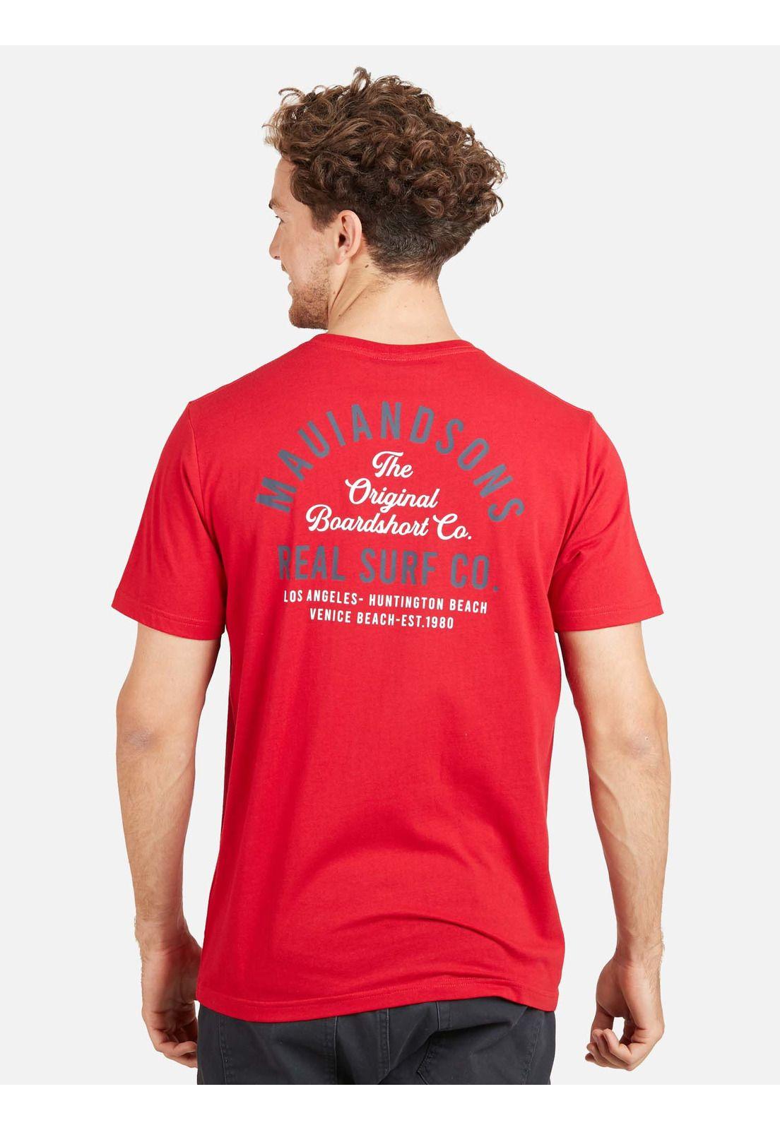 Polera REAL SURF CO. SS TEE Hombre Rojo Maui & Sons-1