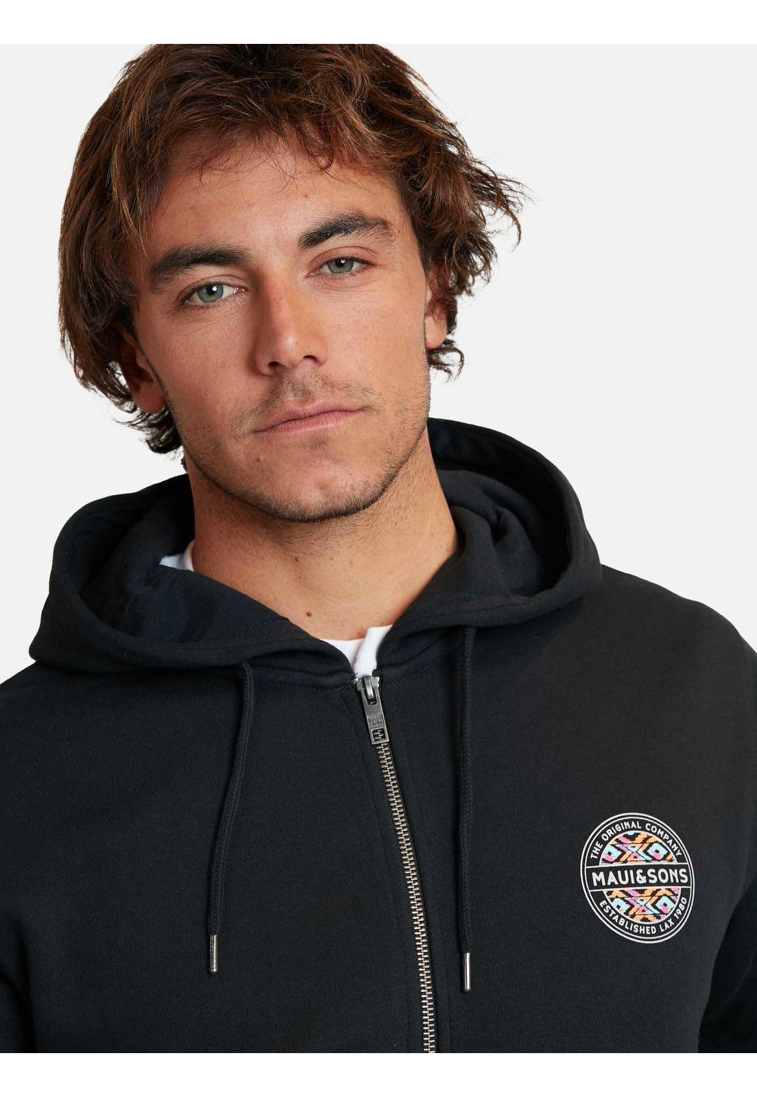 Poleron Fullzipper Etnical Art Maui Full Zipper Hombre Negro Maui And Sons-2