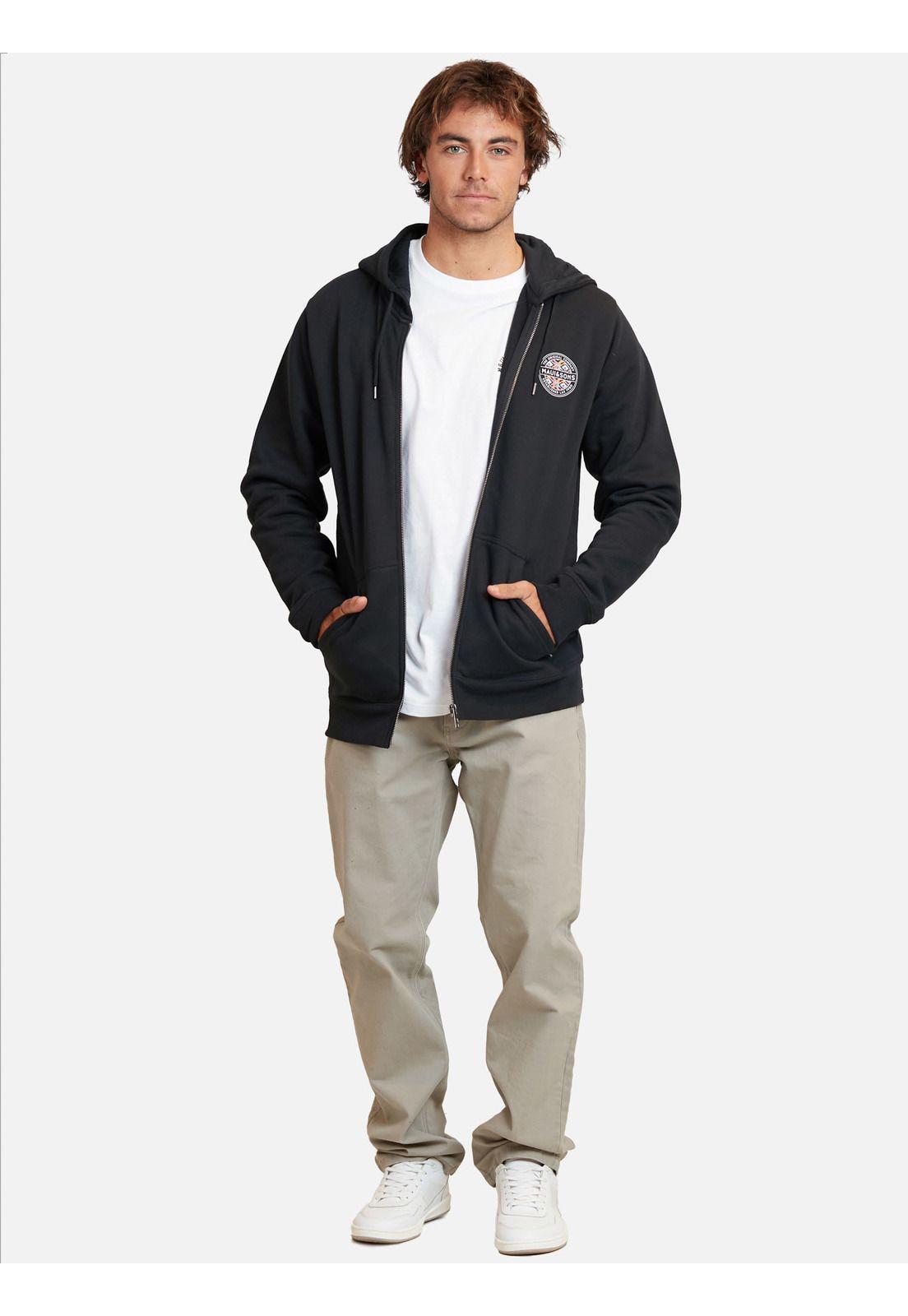 Poleron Fullzipper Etnical Art Maui Full Zipper Hombre Negro Maui And Sons-3