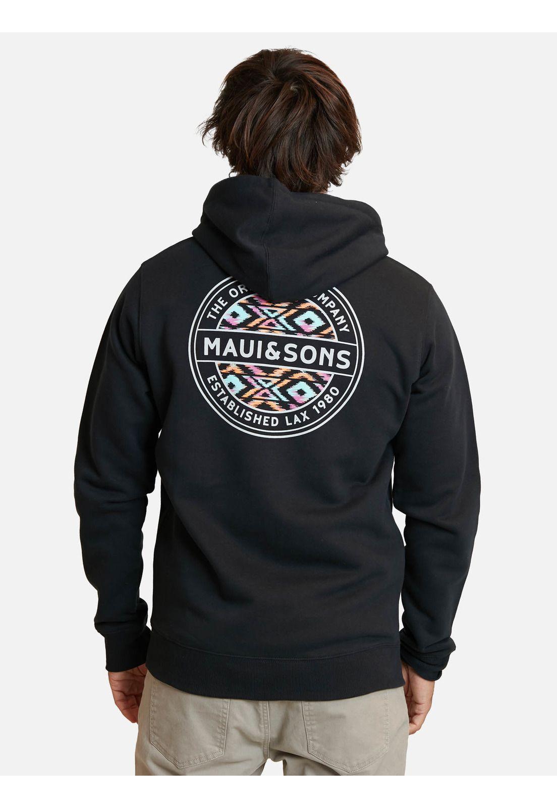 Poleron Fullzipper Etnical Art Maui Full Zipper Hombre Negro Maui And Sons-1