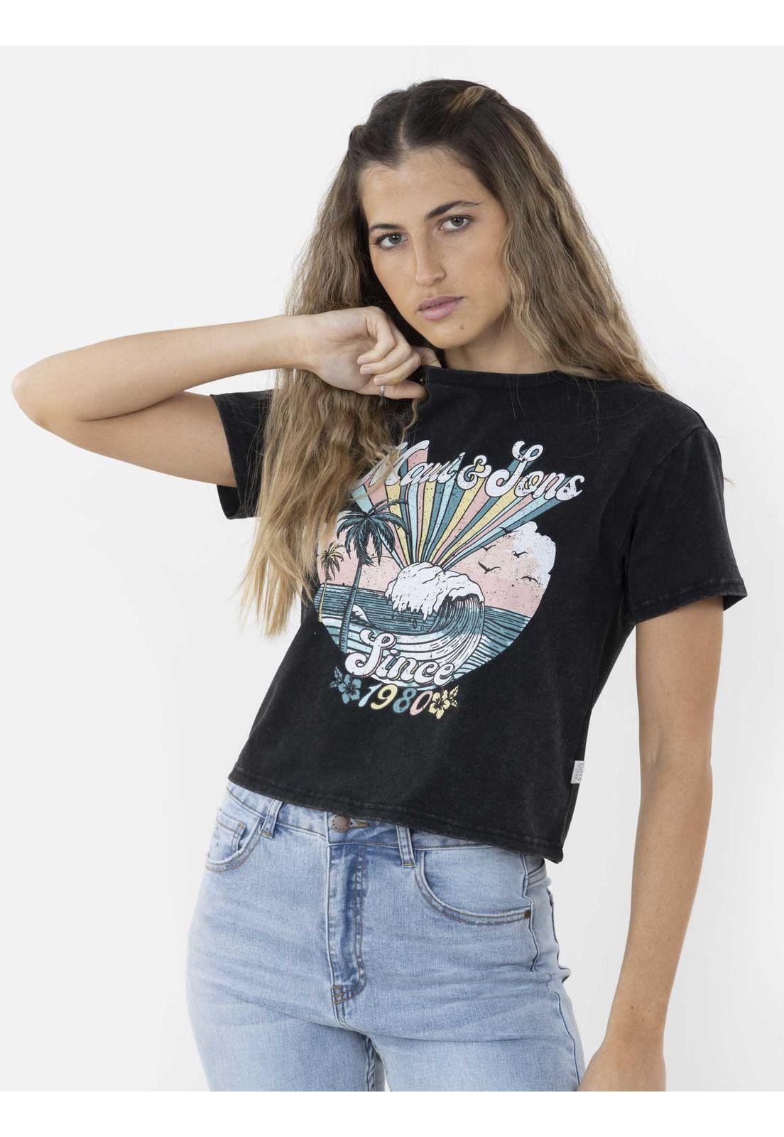 Polera 80`S ROLLING ON Mujer Negro Maui and Sons-0
