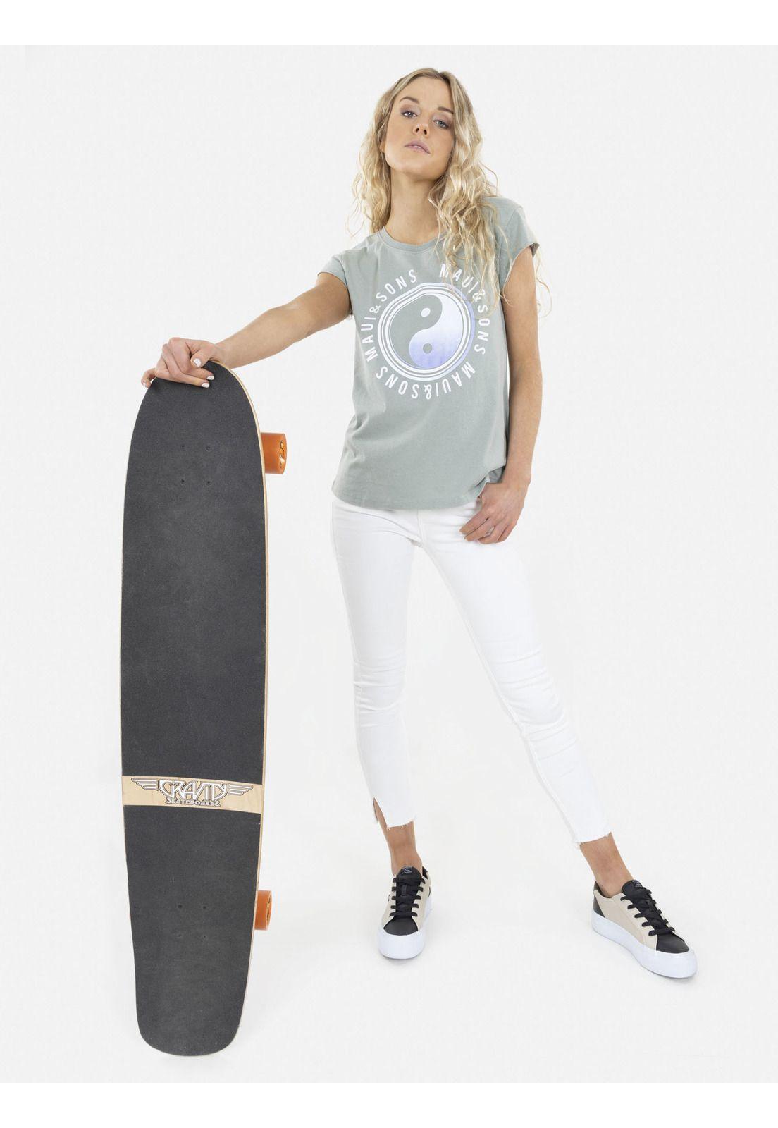 Polera COLORFUL YIN YANG Mujer Verde Maui and Sons-3