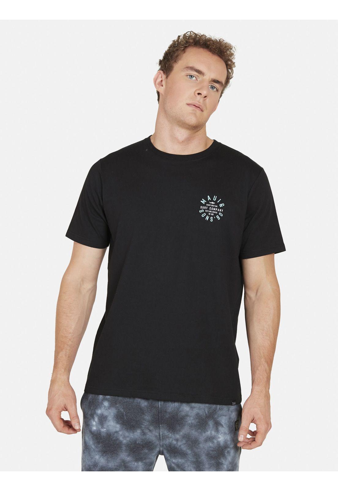 Polera RETRO STAMP Hombre Negro Maui and Sons-0