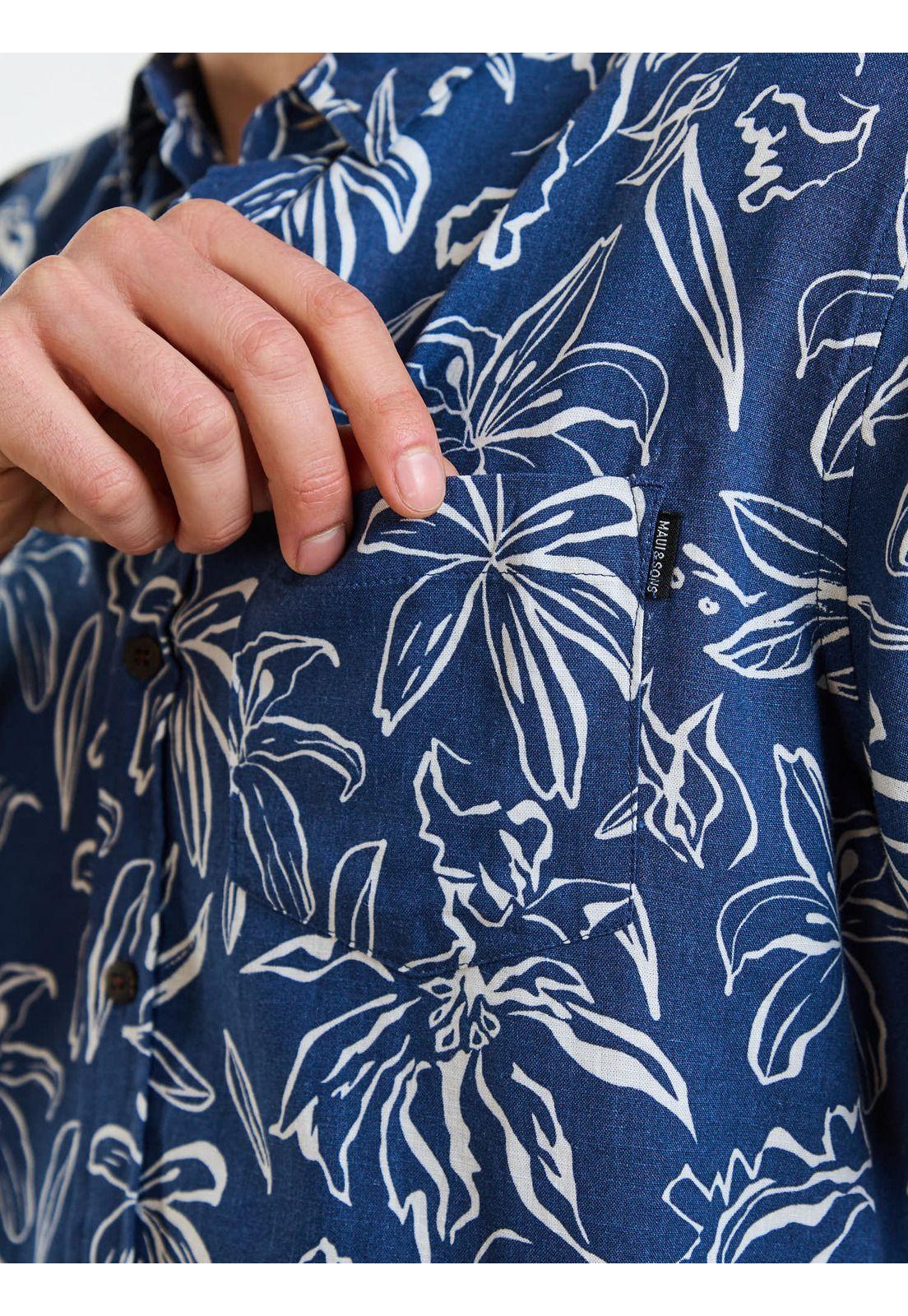 Camisa MC Hoku Azul Hombre Maui and Sons-5
