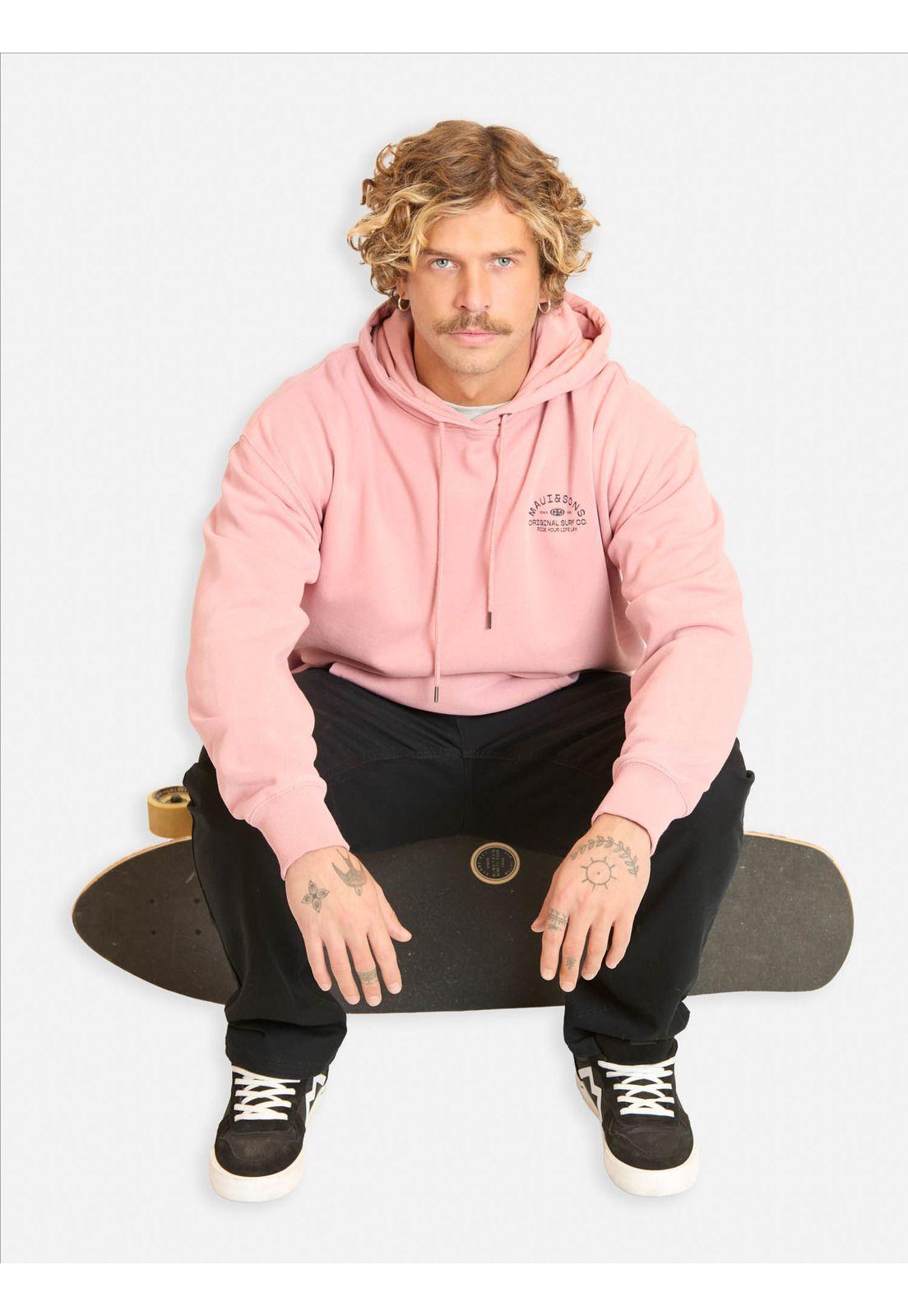 Poleron Canguro Lunarka Rosado Hombre Maui And Sons-3