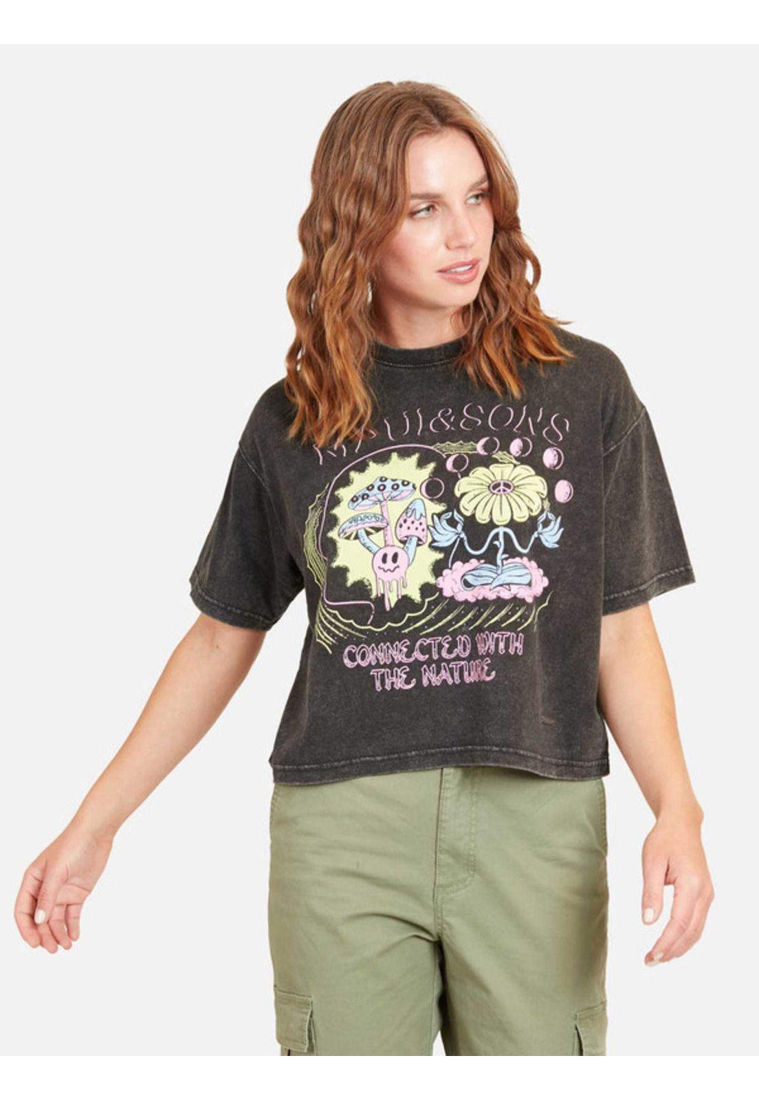 Polera Connected With The Nature Mujer Negro Maui And Sons-0