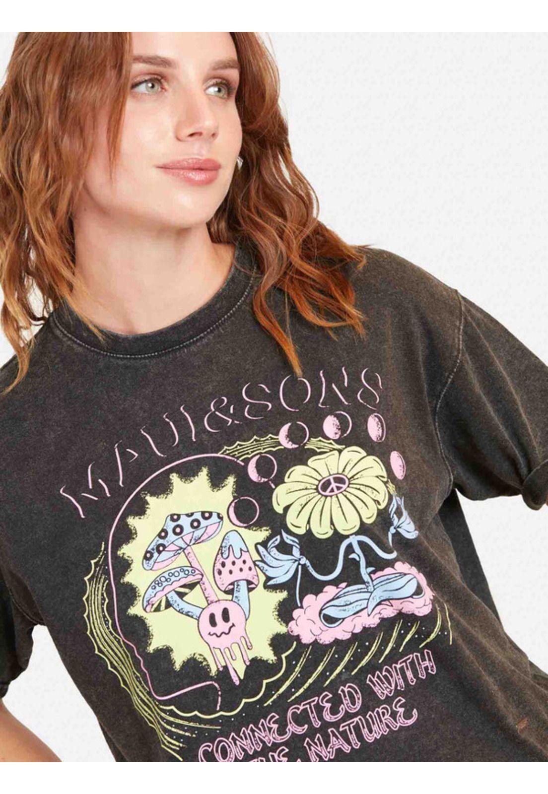 Polera Connected With The Nature Mujer Negro Maui And Sons-2