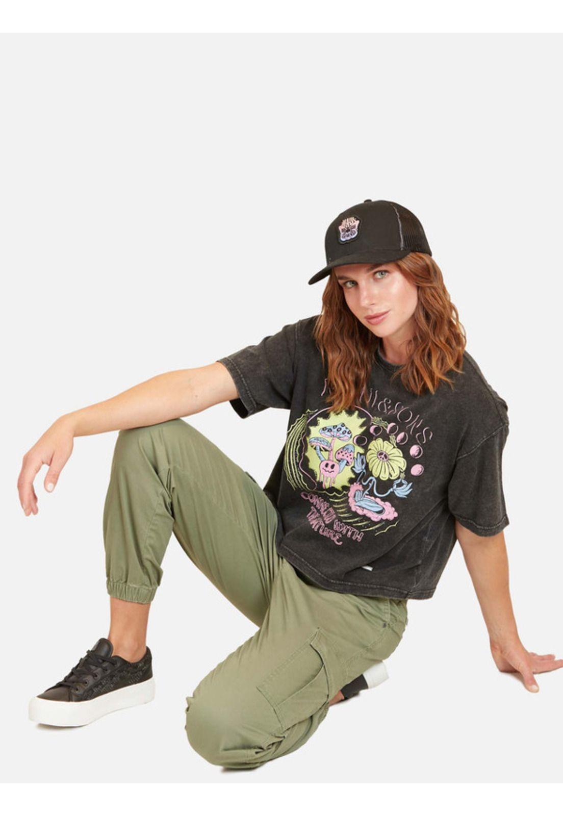 Polera Connected With The Nature Mujer Negro Maui And Sons-3