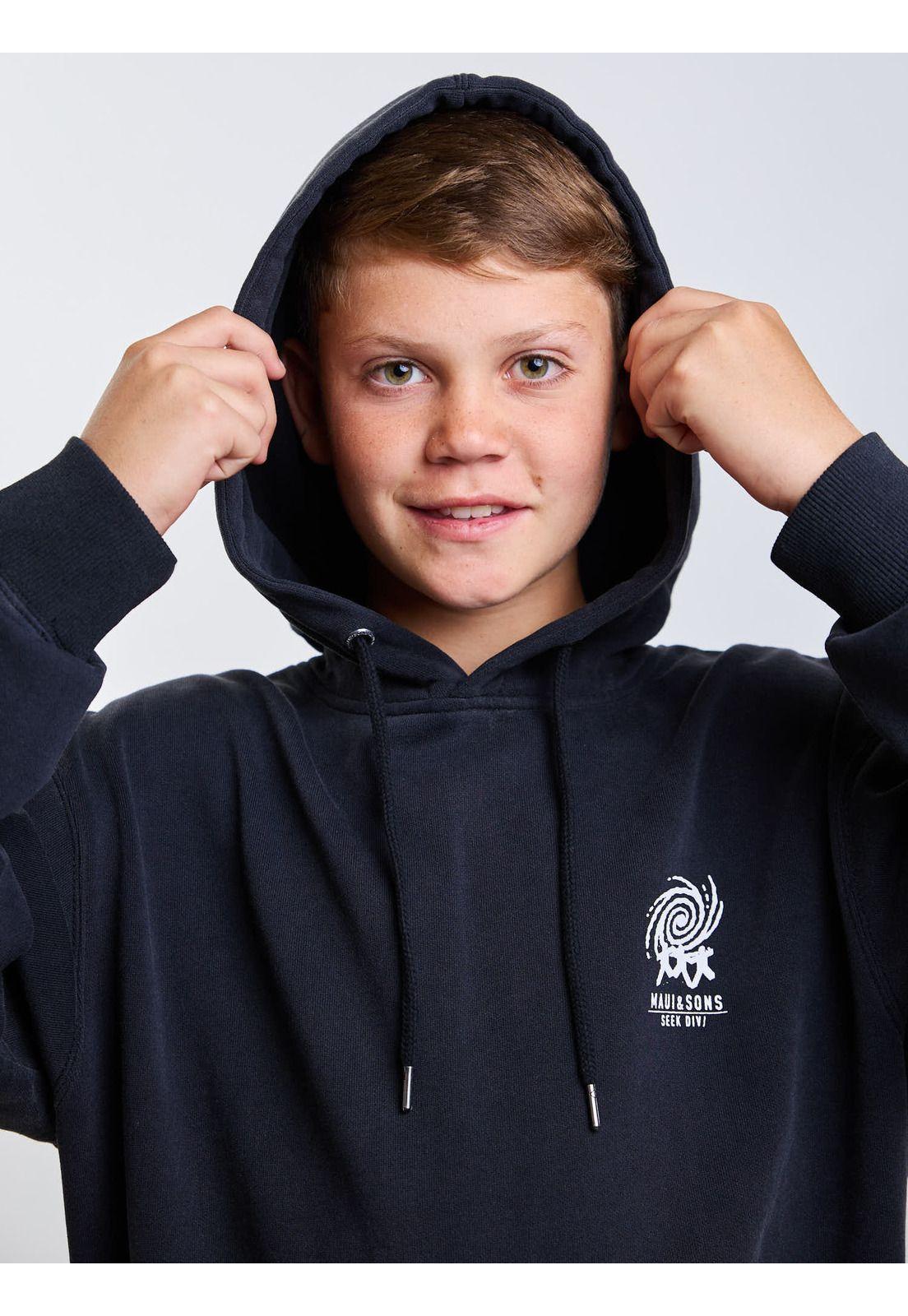 Poleron Canguro Dune Negro Infantil Maui And Sons-3