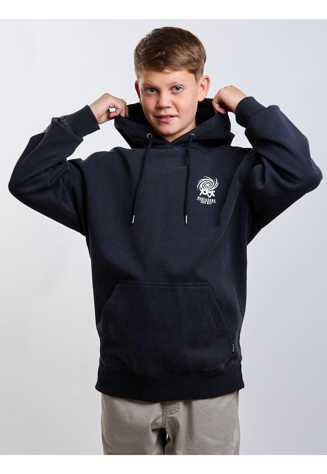 Poleron Canguro Dune Negro Infantil Maui And Sons-4