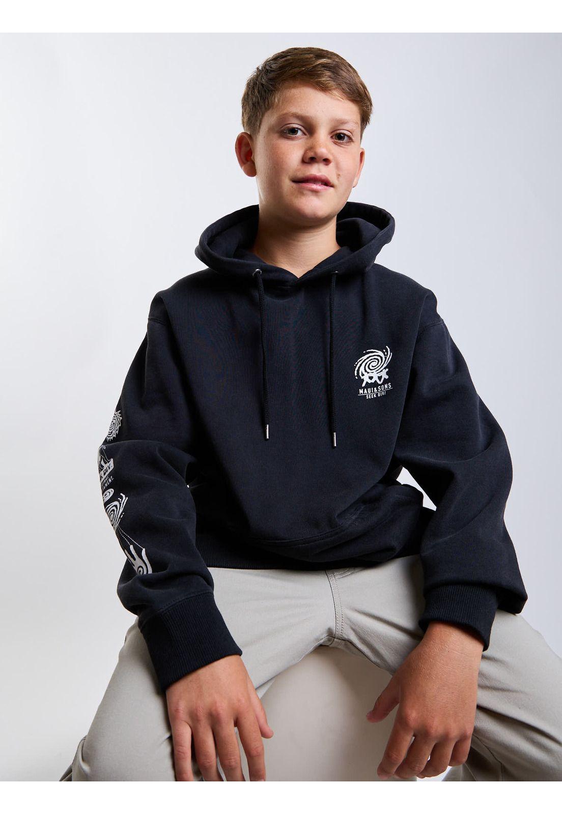 Poleron Canguro Dune Negro Infantil Maui And Sons-5