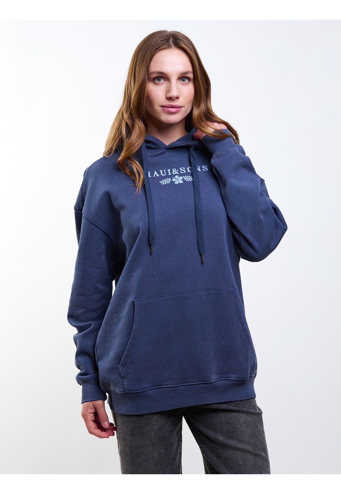 Poleron Canguro Sumatra Azul Mujer Maui And Sons-5