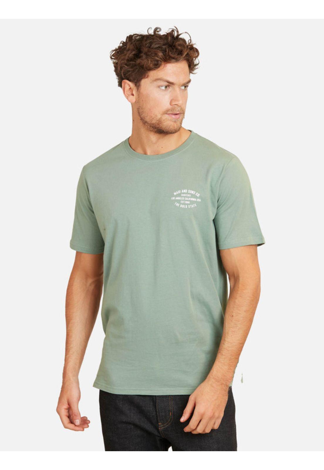Polera The Gold State Tees Organic Hombre Verde Maui And Sons-0