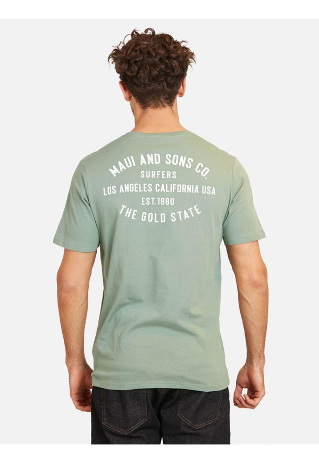 Polera The Gold State Tees Organic Hombre Verde Maui And Sons-1