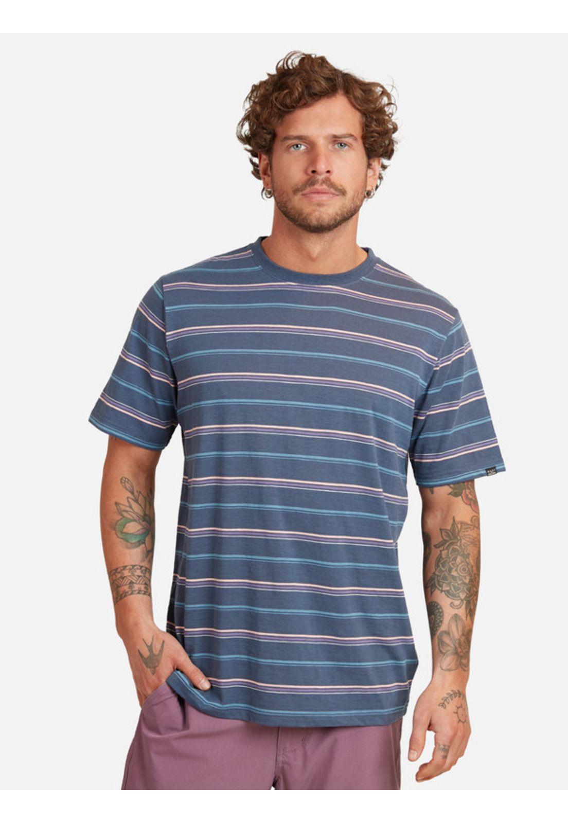 Polera Welcome Purple & Blue Stripe Tee Hombre Multicolor Maui And Sons-0
