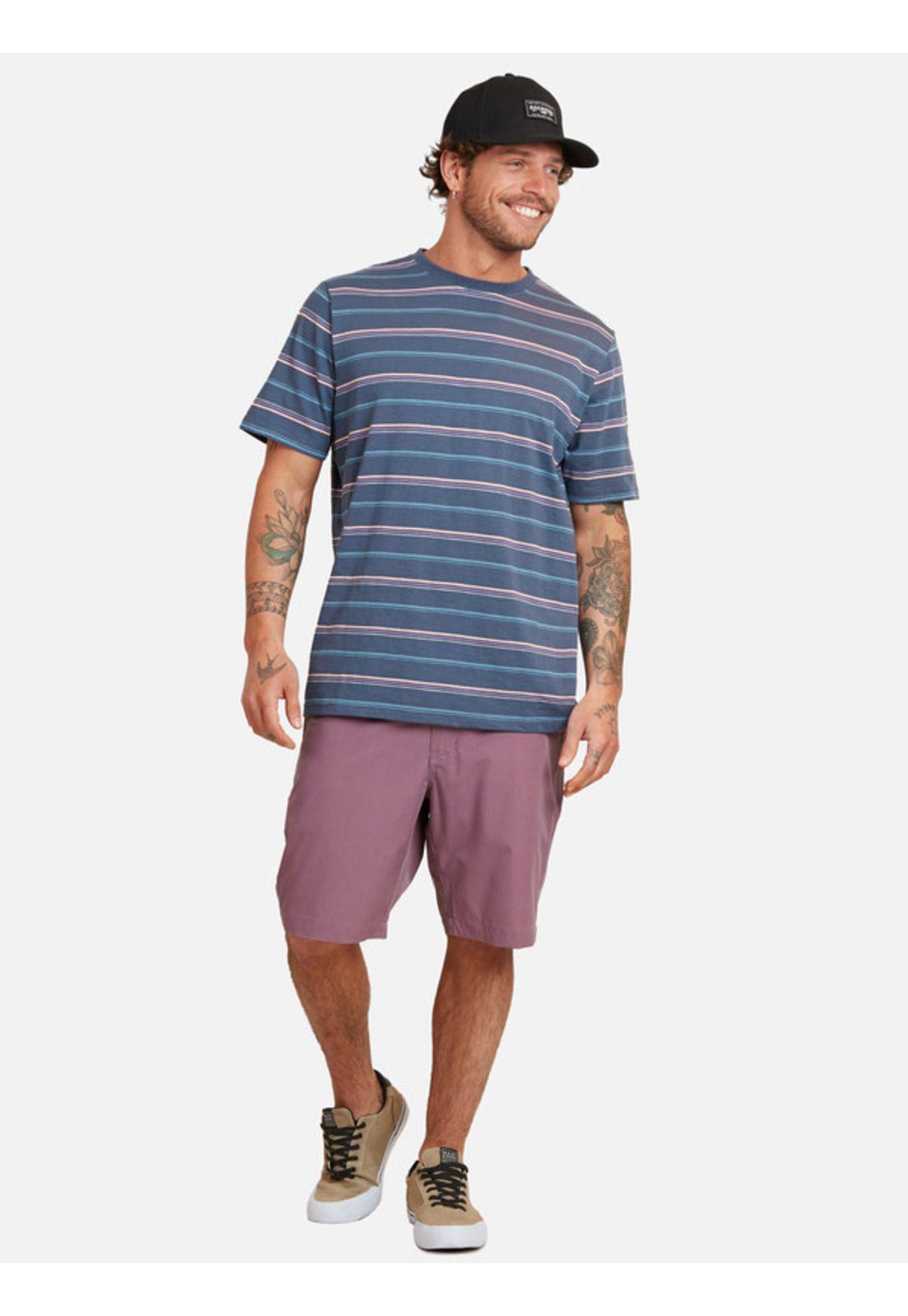 Polera Welcome Purple & Blue Stripe Tee Hombre Multicolor Maui And Sons-3