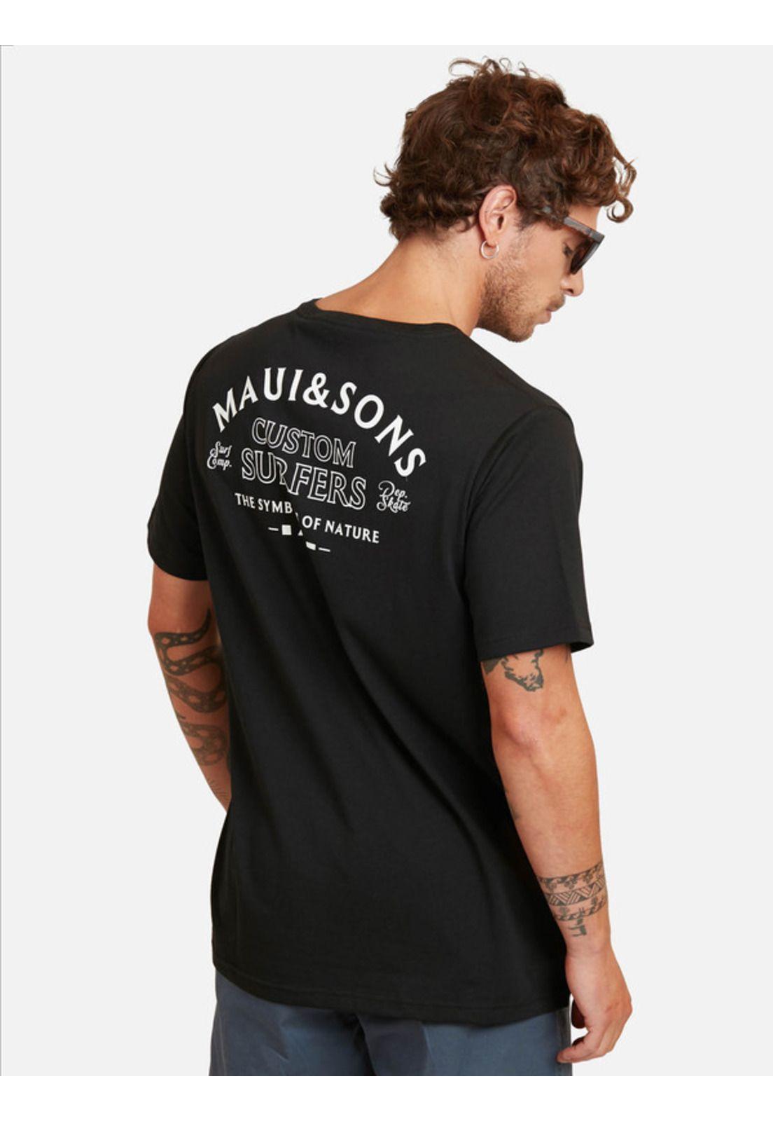 Polera Custom Surfers Ss Tee Hombre Negro Maui And Sons-1
