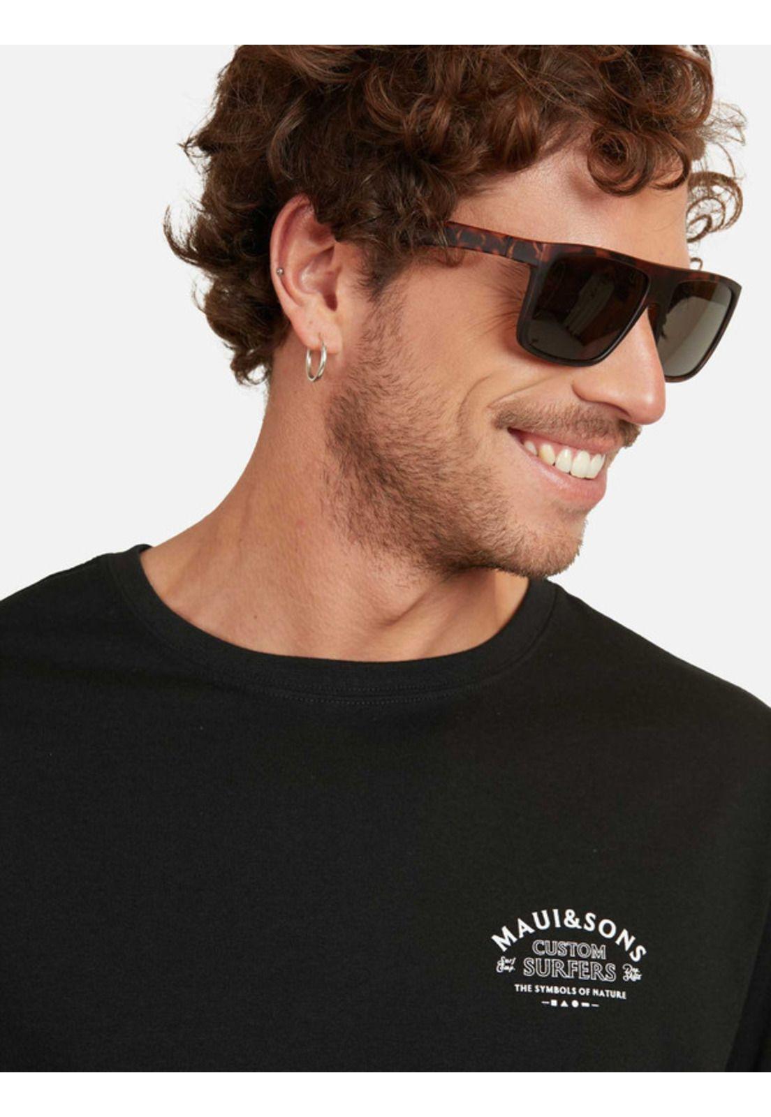 Polera Custom Surfers Ss Tee Hombre Negro Maui And Sons-2