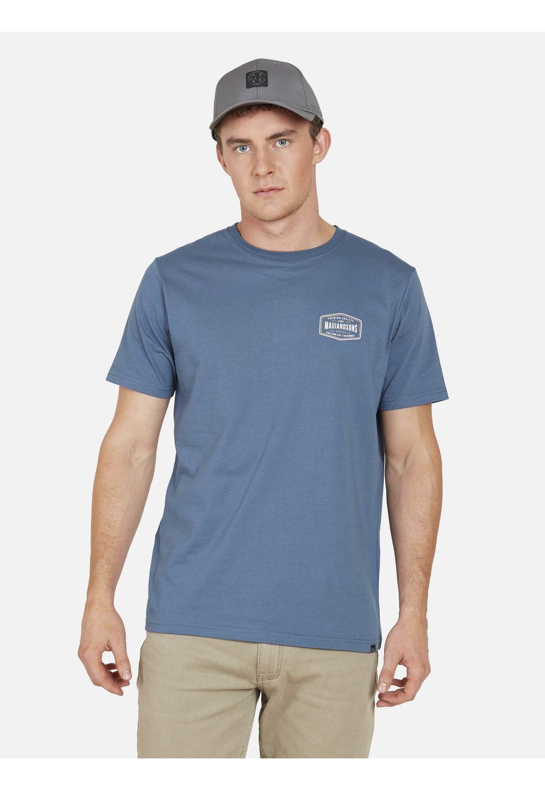 Polera LETTER BADGE Hombre Azul Maui and Sons-0