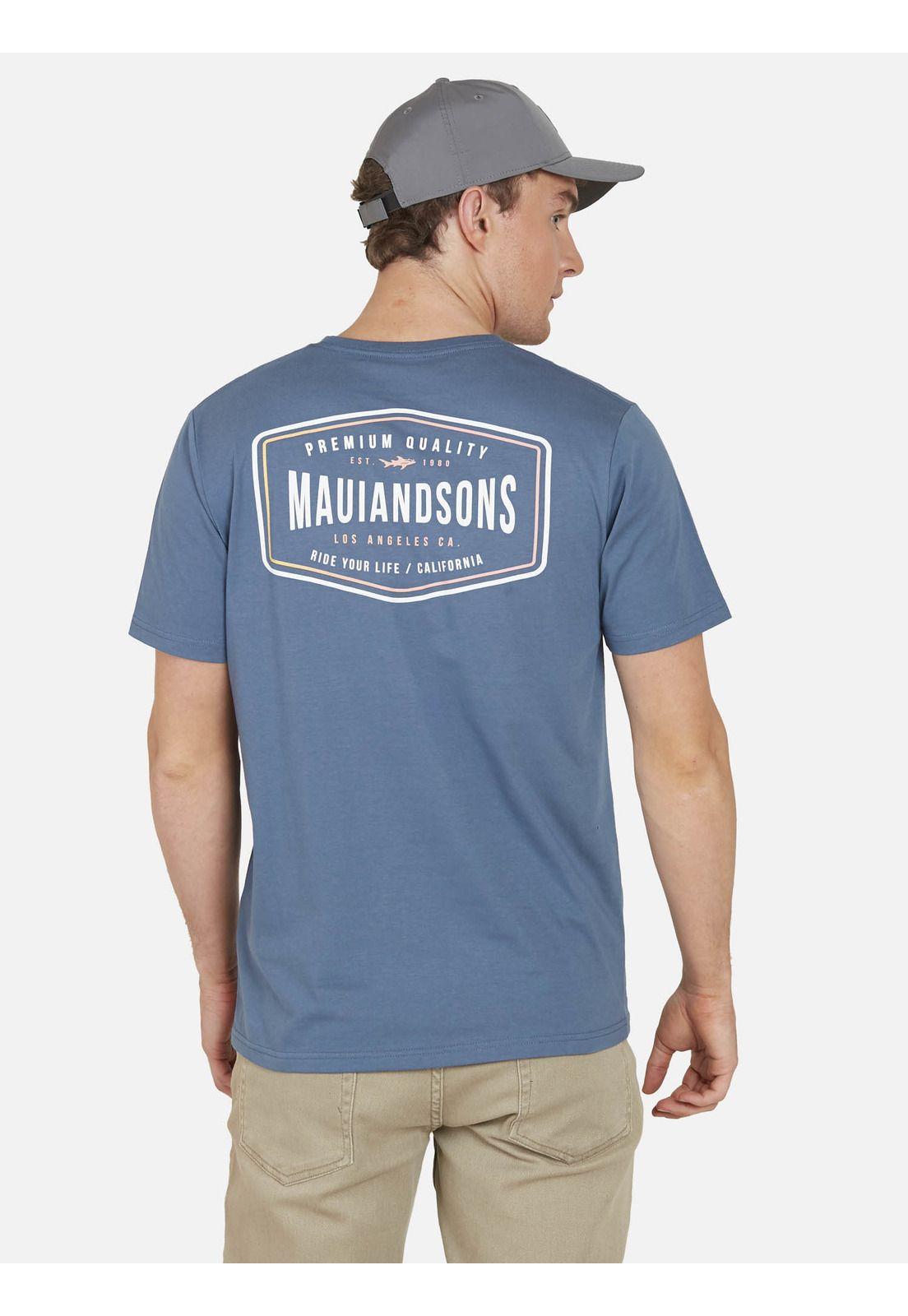 Polera LETTER BADGE Hombre Azul Maui and Sons-1