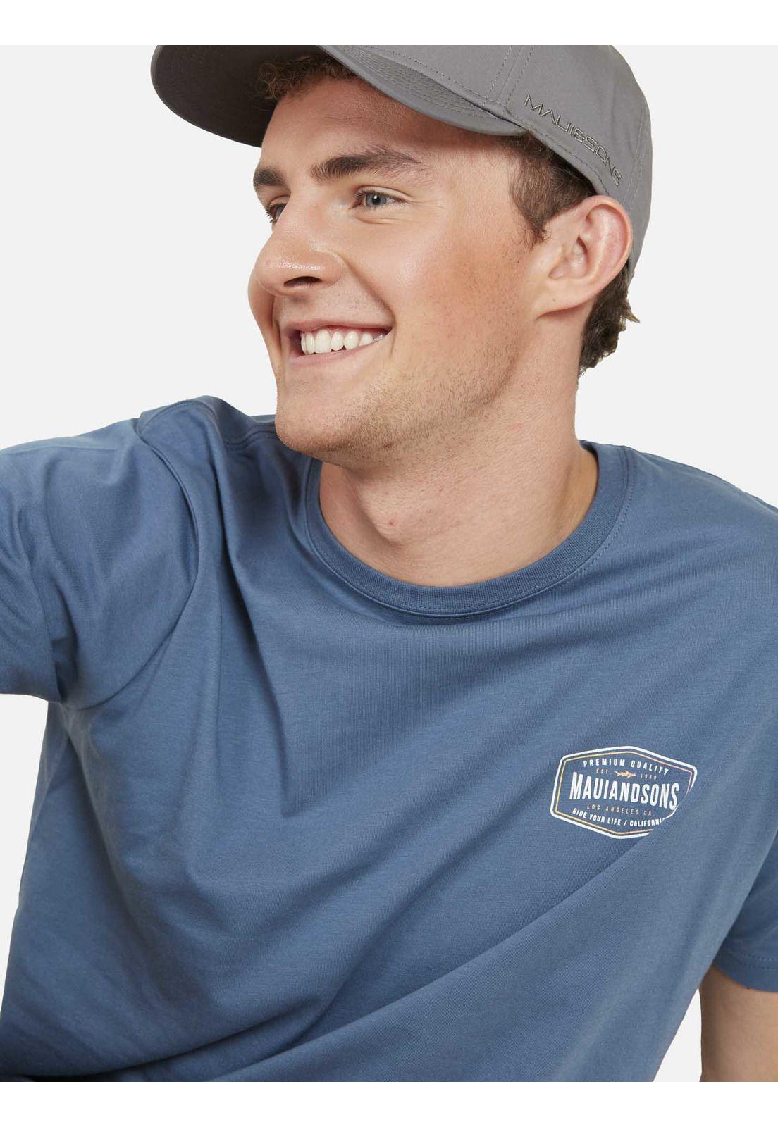 Polera LETTER BADGE Hombre Azul Maui and Sons-2