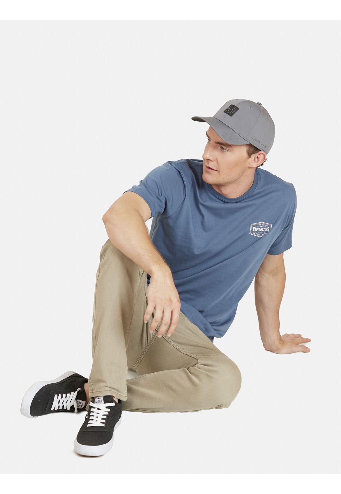 Polera LETTER BADGE Hombre Azul Maui and Sons-3