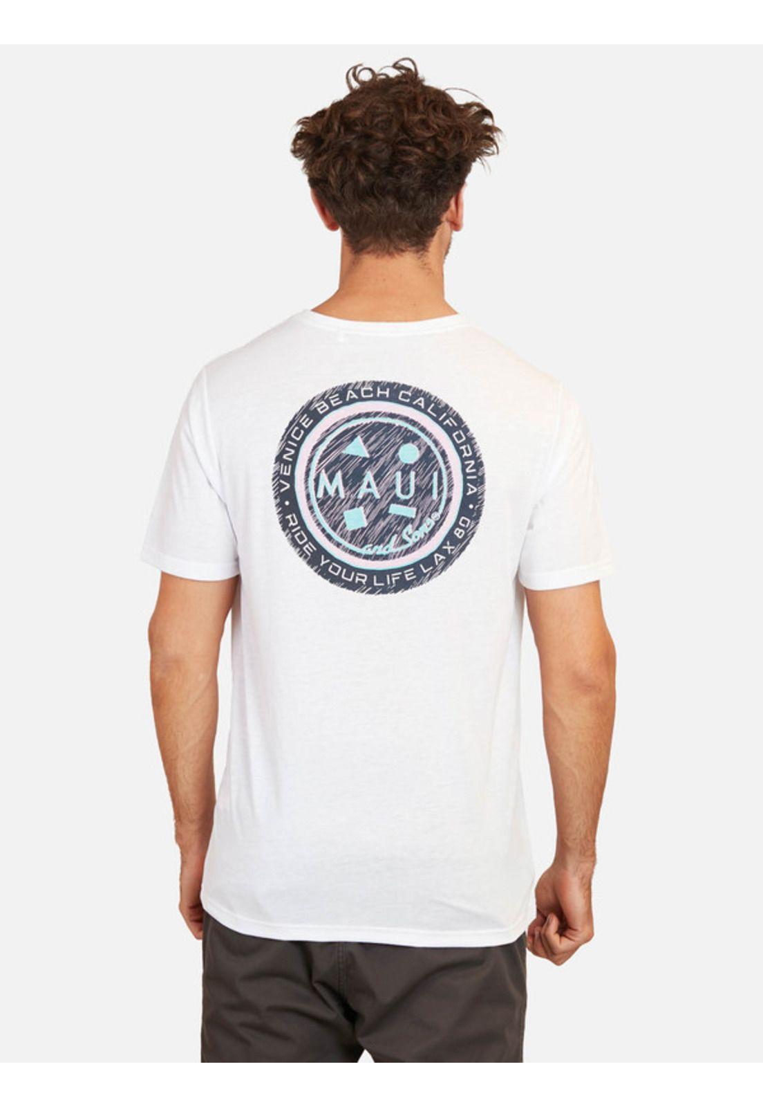 Polera V Beach Ss Tee Hombre Blanco Maui And Sons-1