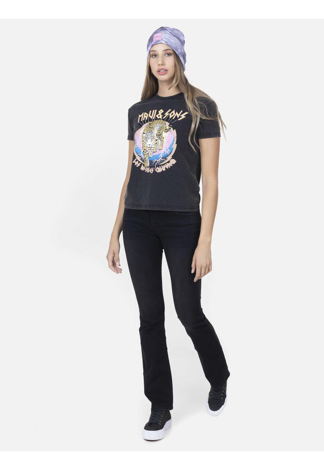 Polera Mujer THUNDER LEOPARD Negro Maui and Sons-3