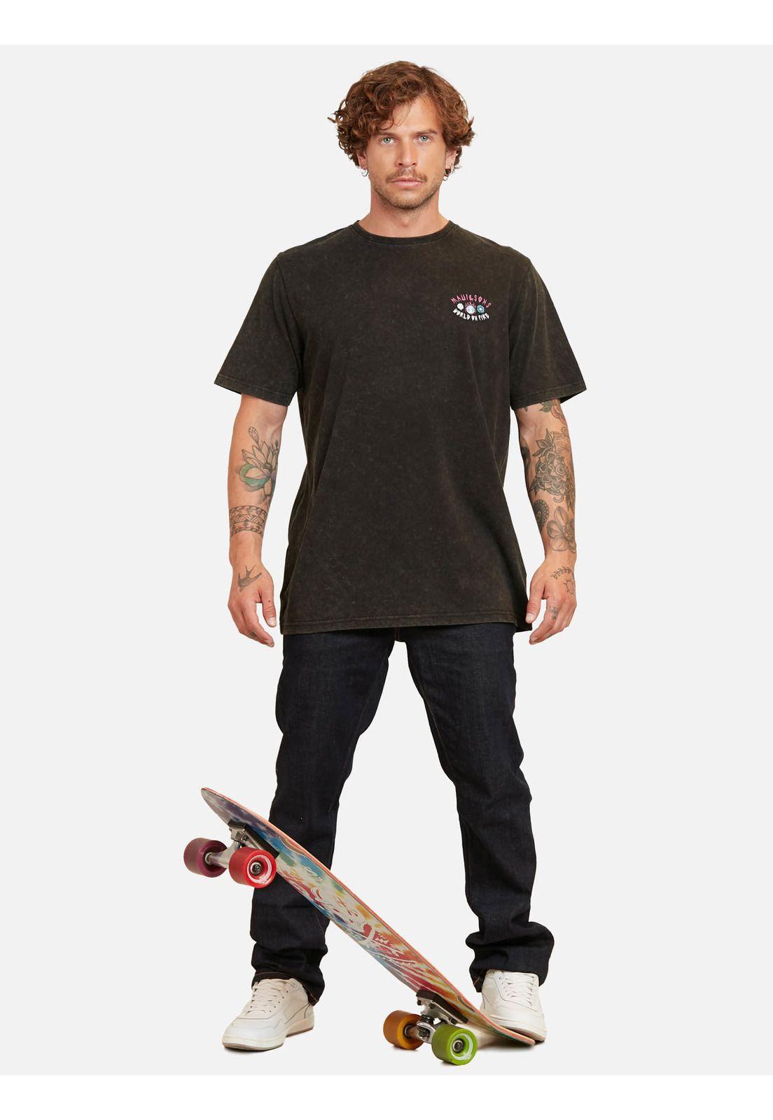 Polera World On Fire Ss Teed Negro Hombre Maui And Sons-3