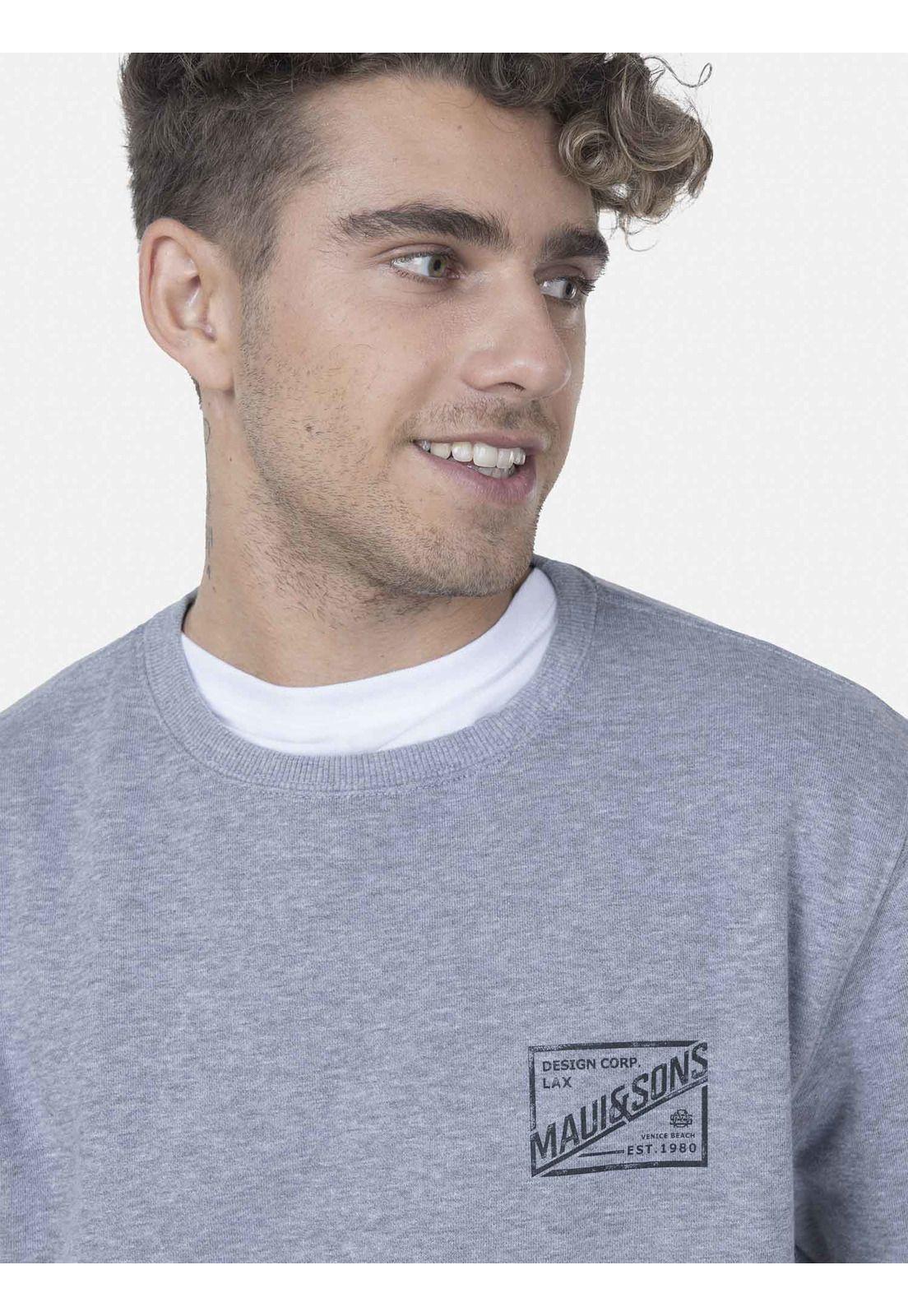 Cuello Redondo Hombre LABEL DESIGN CO. CREW Gris Maui and Sons-2