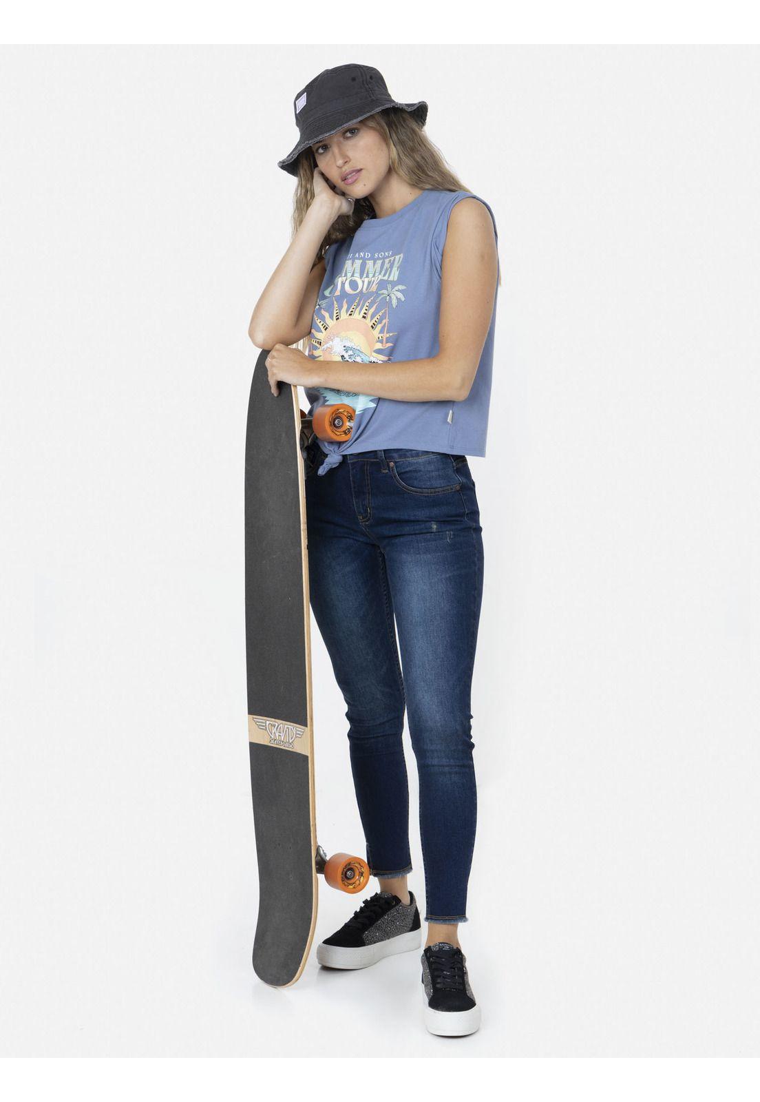 Polera SUMMER TOUR Mujer Azul Maui and Sons-3