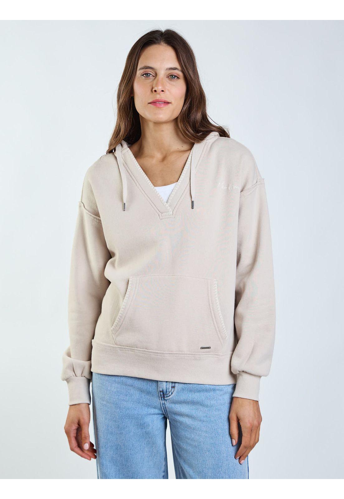 Poleron Canguro Wavey Beige Mujer Maui and Sons-0