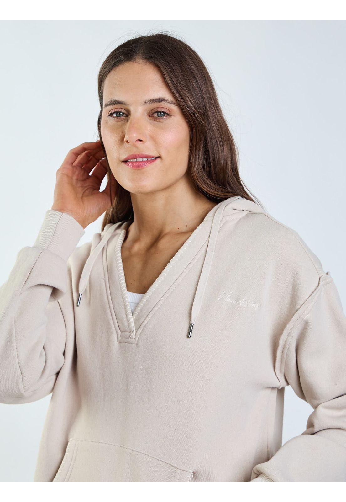 Poleron Canguro Wavey Beige Mujer Maui and Sons-3