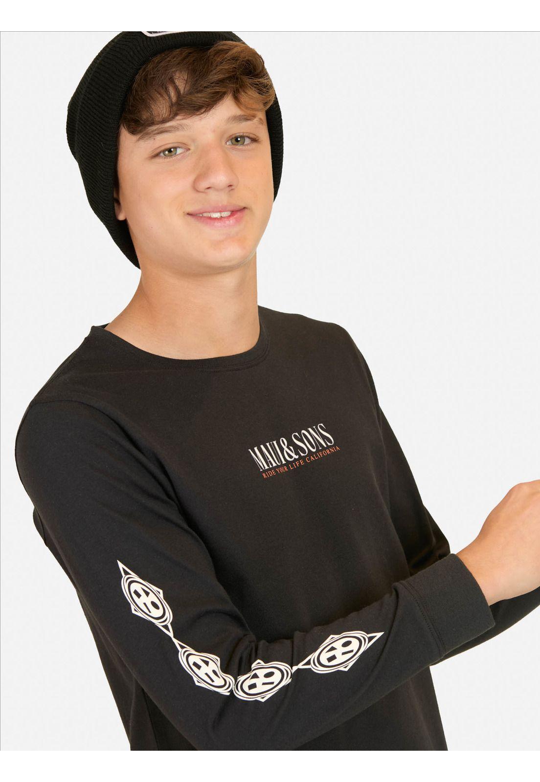 Polera ML Pineapple Negro Infantil Maui And Sons-2