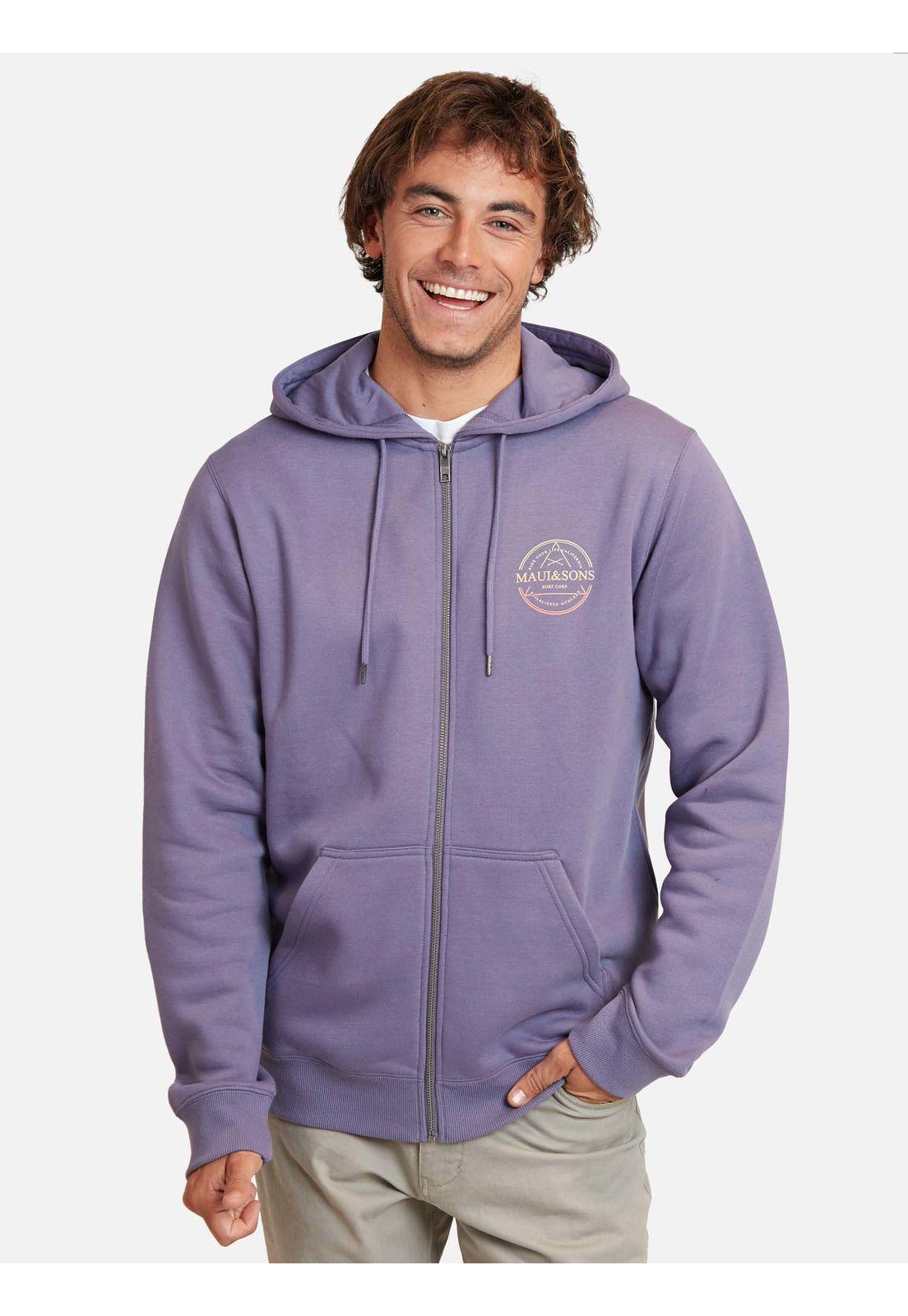 Poleron Fullzipper Established Mcmlx Hombre Morado Maui And Sons-0