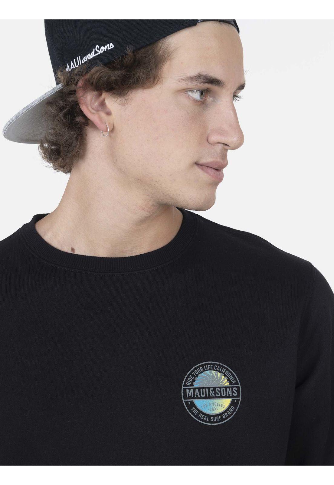Poleron Hombre MID SUN CREW Negro Maui and Sons-2